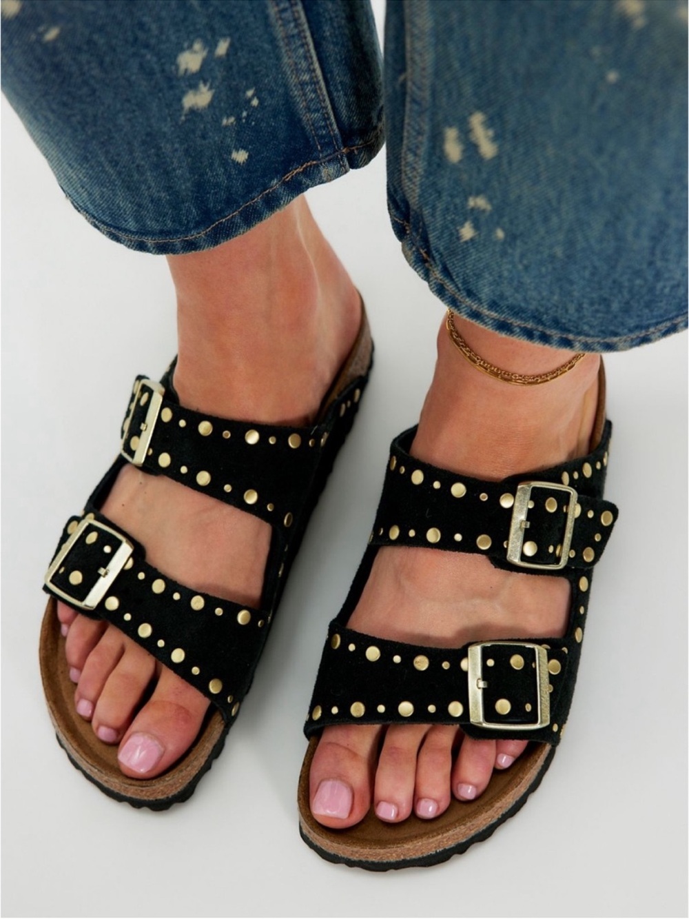 Birkenstock Arizona Rivets Black Sandals Size 41 NWOB